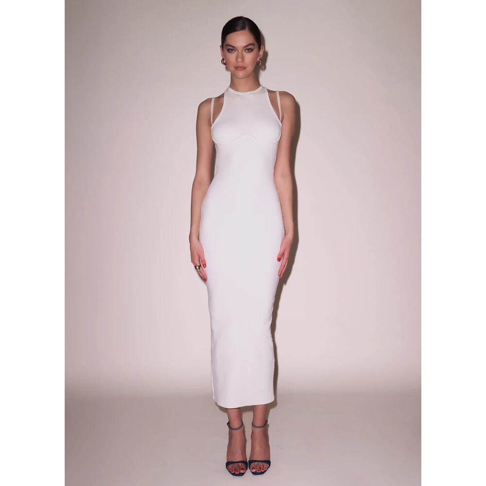 Fleur du Mal Strappy Ribbed Maxi Dress - Ecru - M